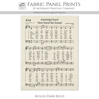 Amazing Grace - Christian Fabric, Religious, Hymn Wall Art, Vintage Sheet Music, Choral, Piano, Quilting, Quilt, Cotton, Sewing, Cotton