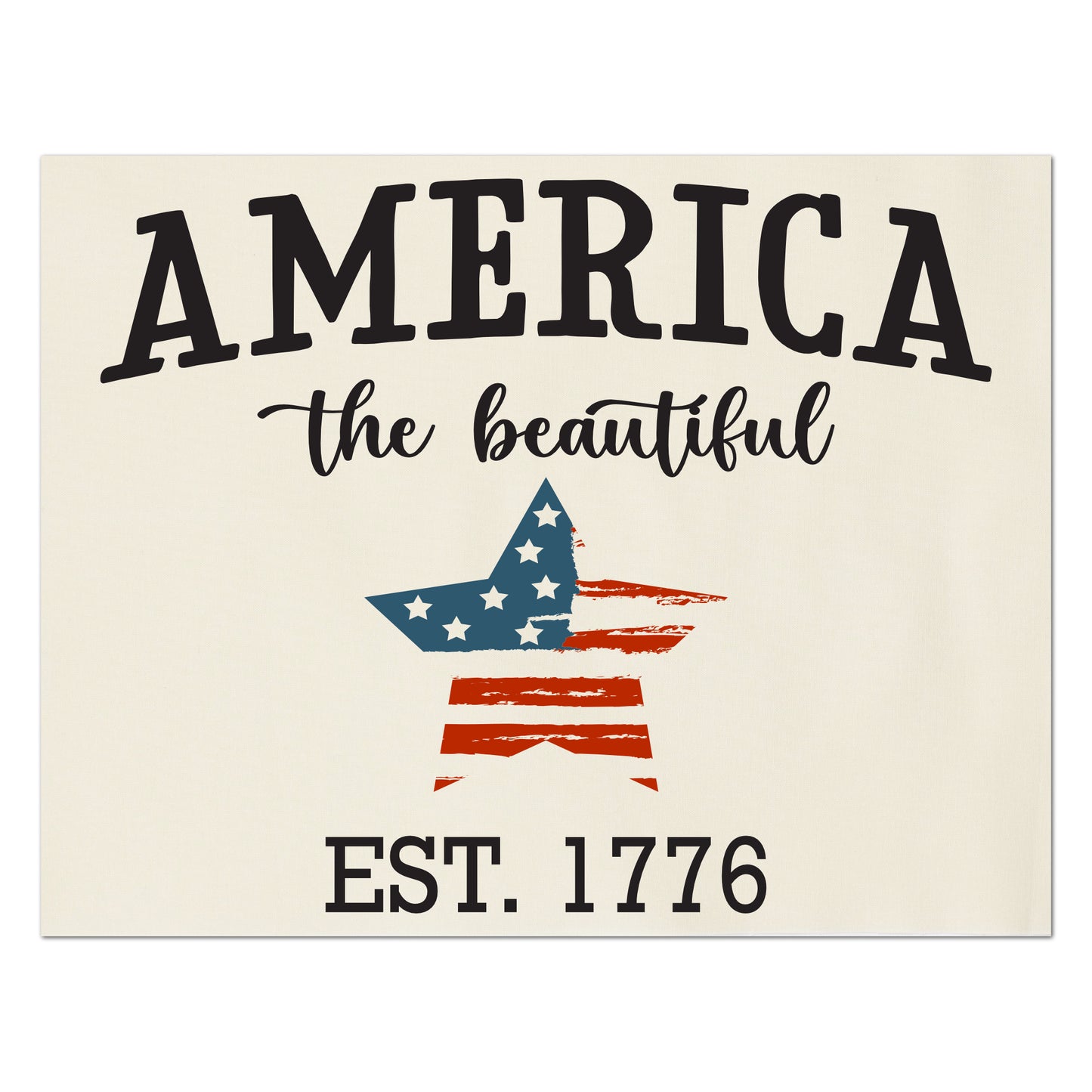 Americana Fabric, Patriotic Quilt - America the Beautiful, EST. 1776 
