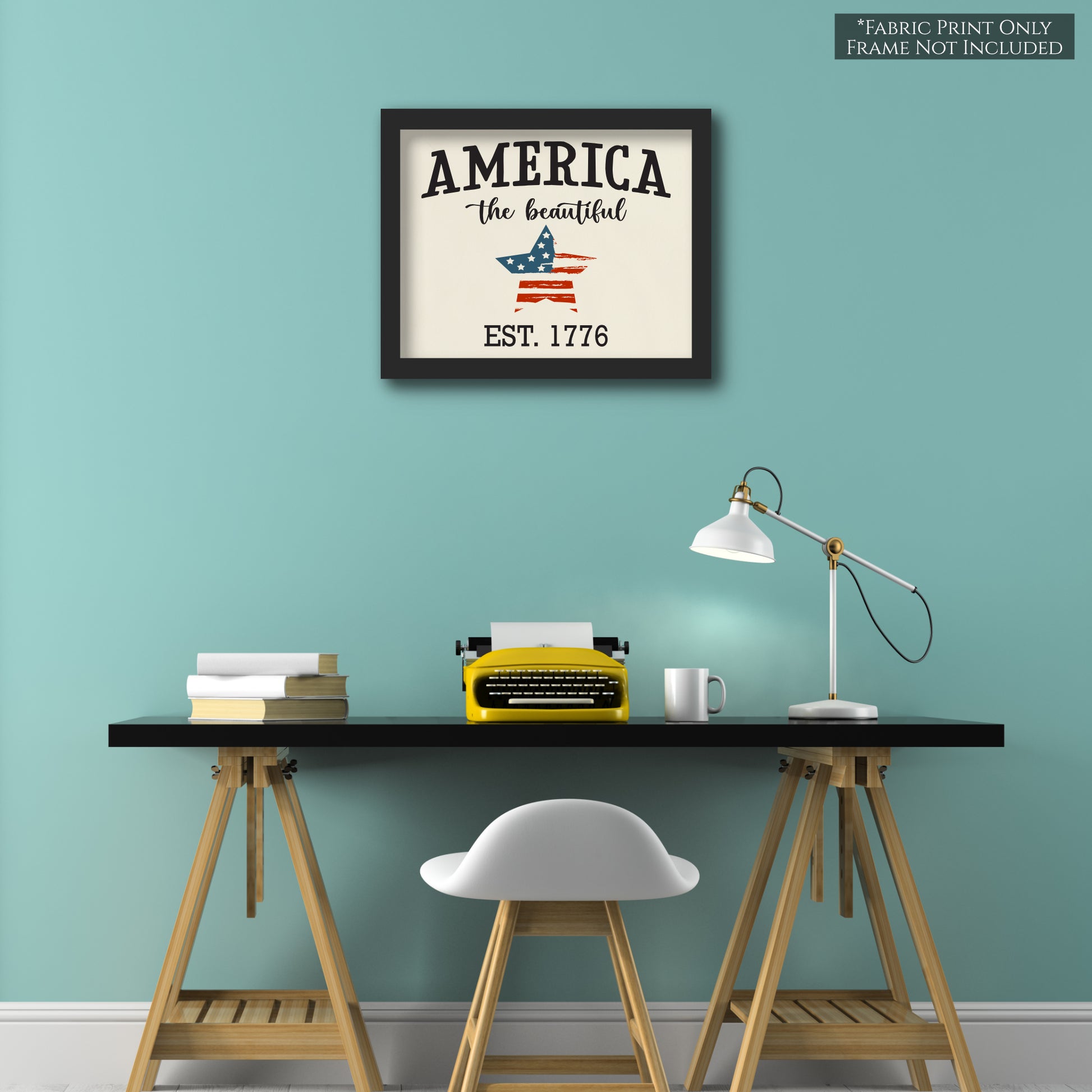 Americana Fabric, Patriotic Quilt - America the Beautiful, EST. 1776 - Wall Art