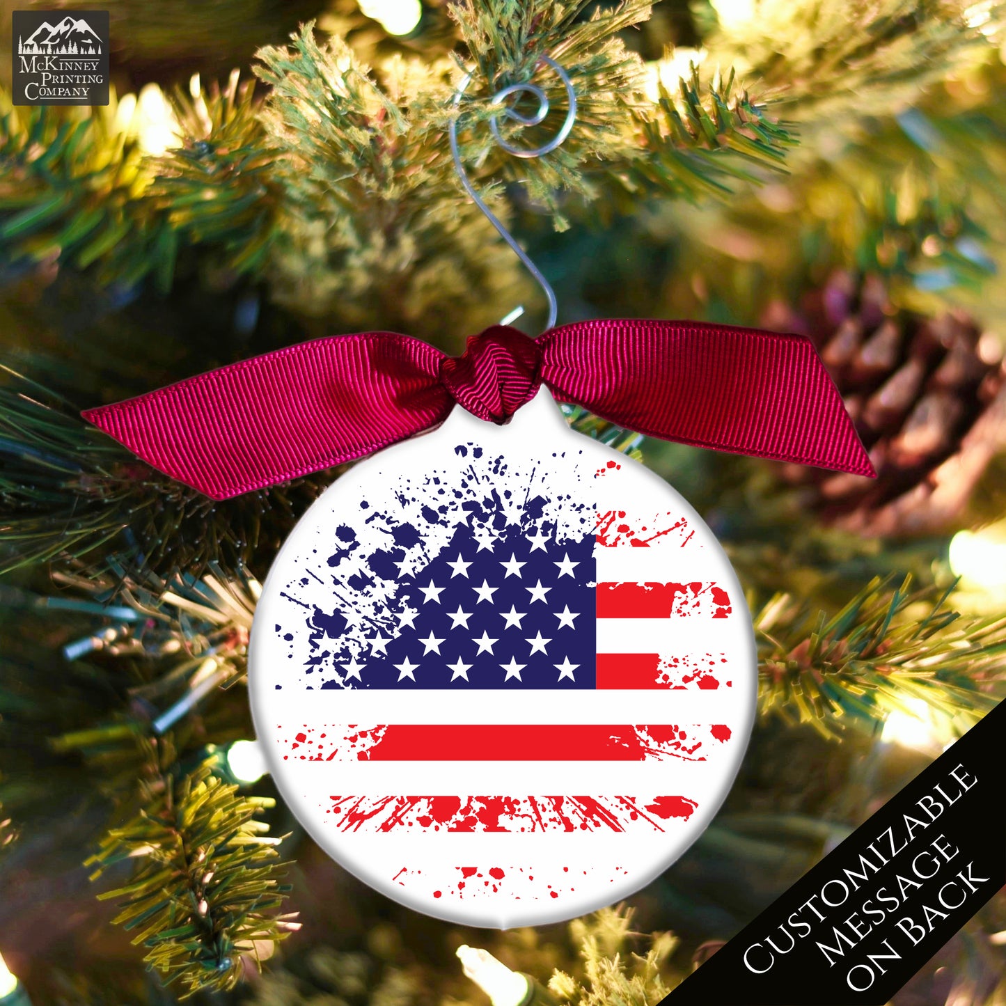 American Flag - Christmas Ornament, Veteran, Military, Patriotic Décor
