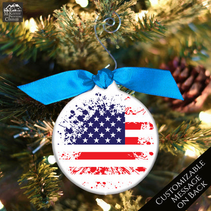 American Flag - Christmas Ornament, Veteran, Military, Patriotic Décor
