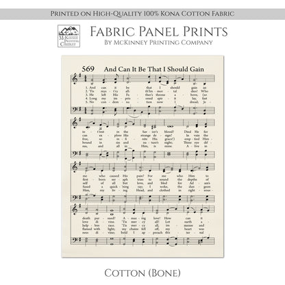 And It Can Be That I Should Gain - Christian Fabric, Hymn Wall Art, Religious, Vintage Sheet Music, Quilting, Quilt, Cotton