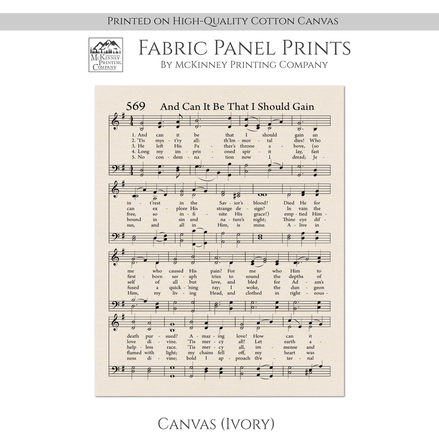 And It Can Be That I Should Gain - Christian Fabric, Hymn Wall Art, Religious, Vintage Sheet Music, Quilting, Quilt, Cotton