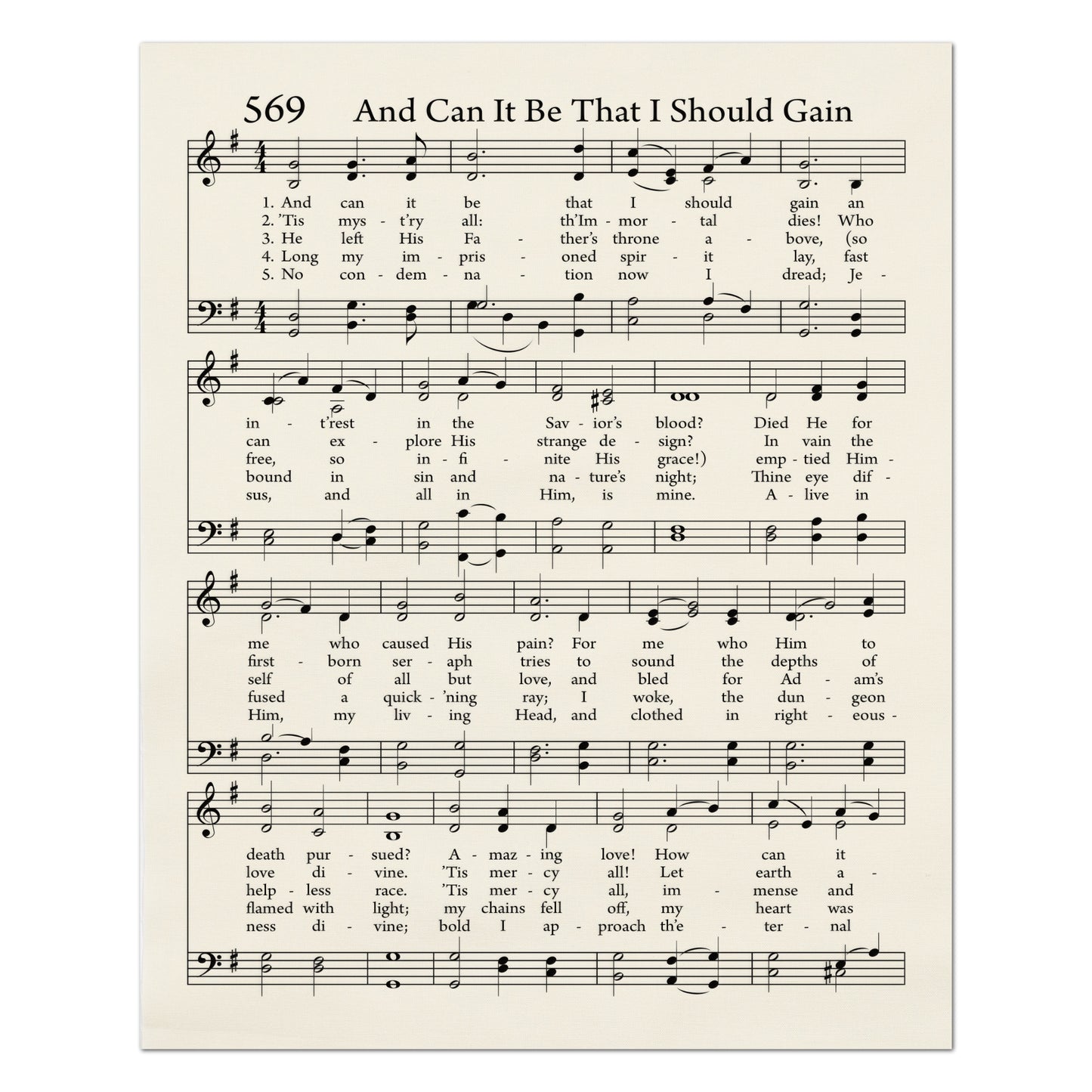 And It Can Be That I Should Gain - Christian Fabric, Hymn Wall Art, Religious, Vintage Sheet Music, Quilting, Quilt, Cotton