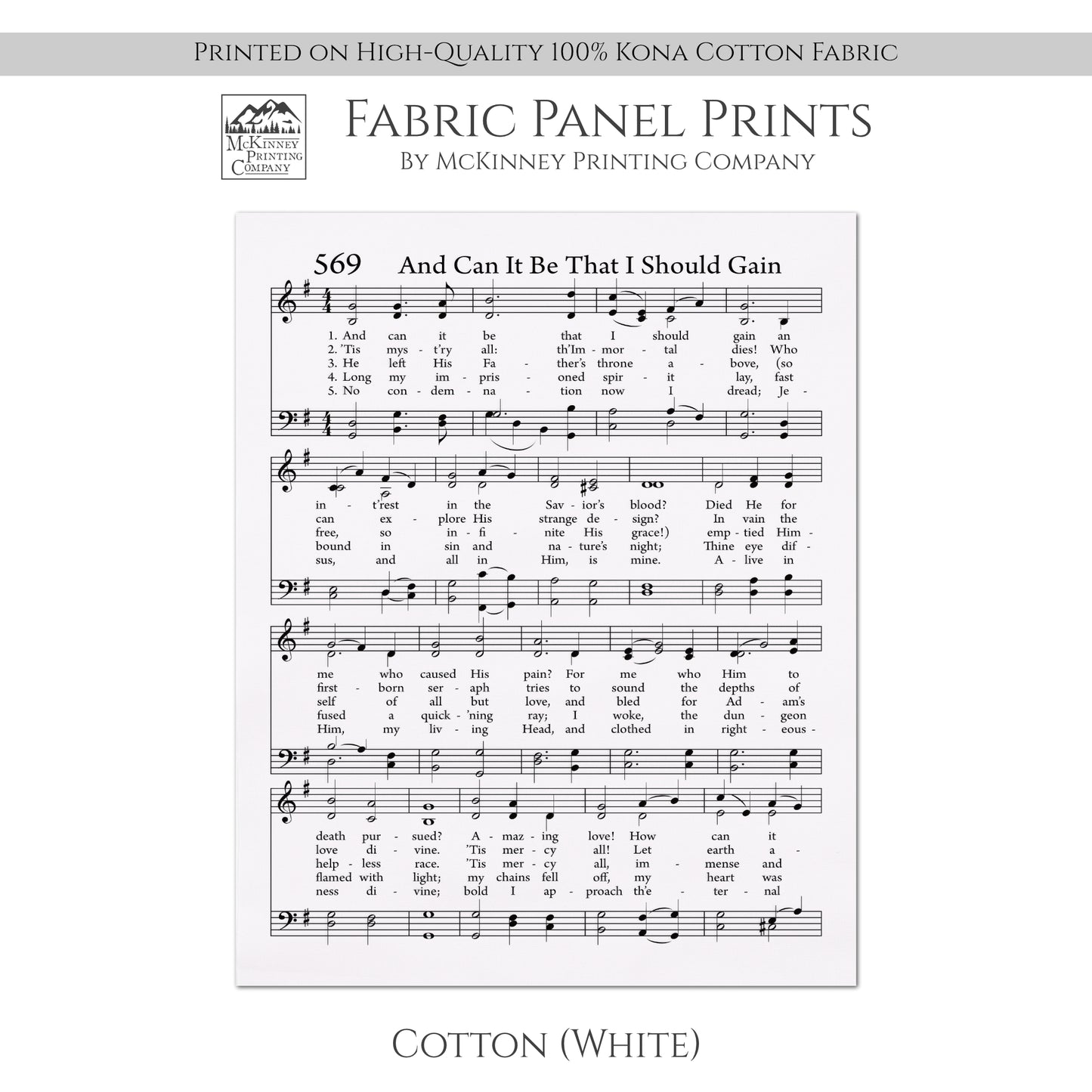 And It Can Be That I Should Gain - Christian Fabric, Hymn Wall Art, Religious, Vintage Sheet Music, Quilting, Quilt, Cotton