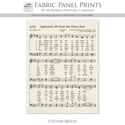 Approach, My Soul, The Mercy Seat - Religious Fabric, Christian, Hymn Wall Art, Vintage Sheet Music, Quilting, Quilt, Sewing, Cotton, Canvas