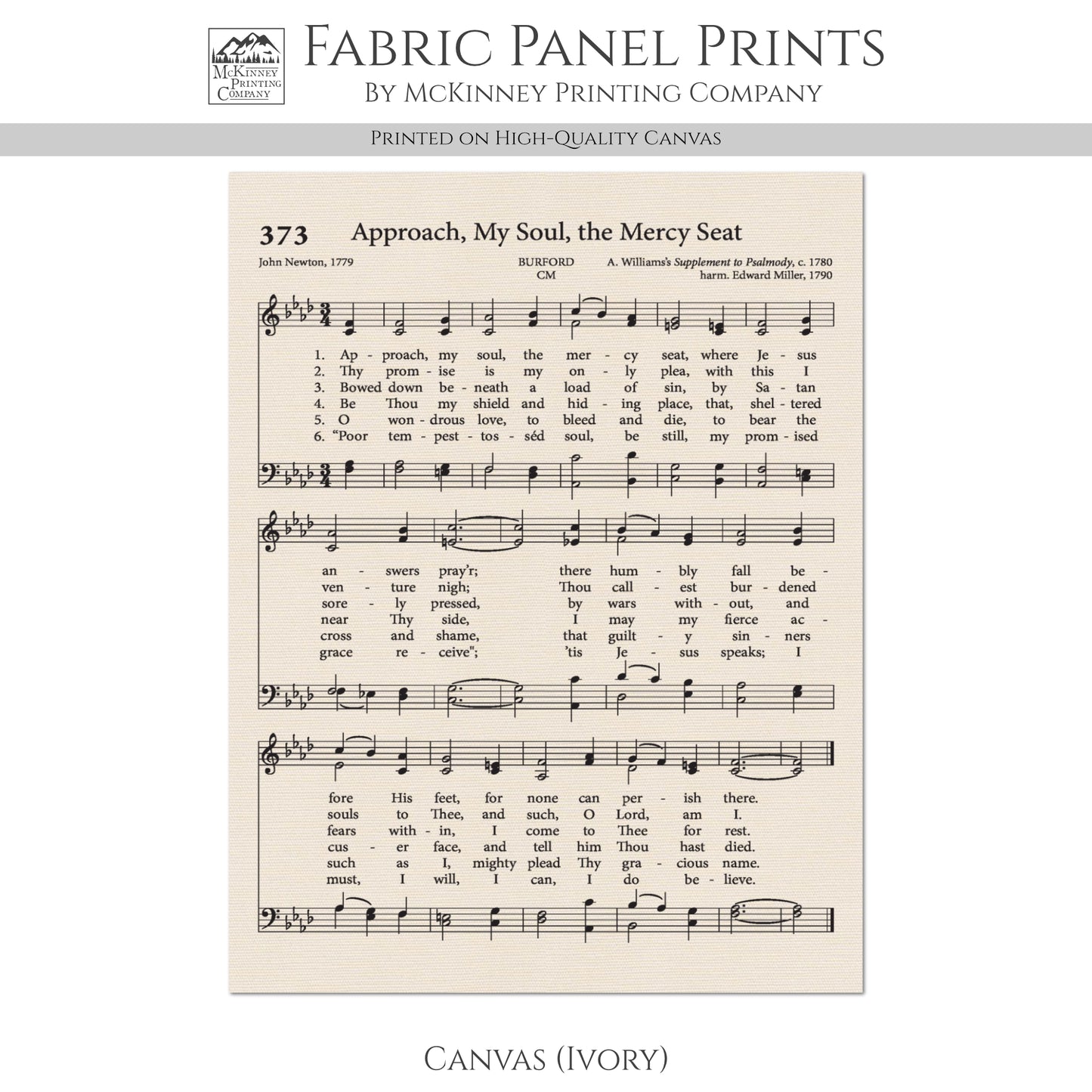 Approach, My Soul, The Mercy Seat - Religious Fabric, Christian, Hymn Wall Art, Vintage Sheet Music, Quilting, Quilt, Sewing, Cotton, Canvas