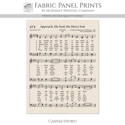 Approach, My Soul, The Mercy Seat - Religious Fabric, Christian, Hymn Wall Art, Vintage Sheet Music, Quilting, Quilt, Sewing, Cotton, Canvas
