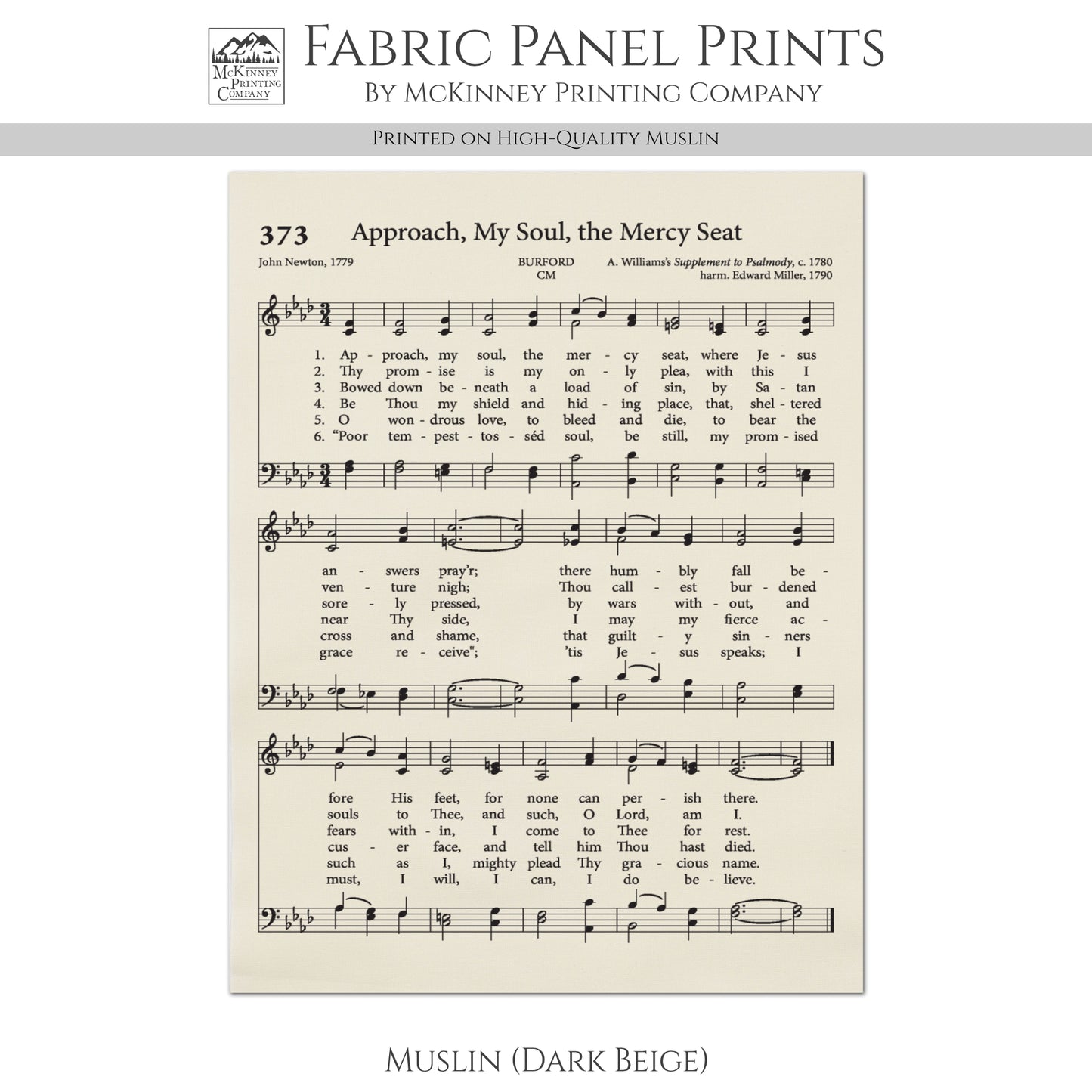 Approach, My Soul, The Mercy Seat - Religious Fabric, Christian, Hymn Wall Art, Vintage Sheet Music, Quilting, Quilt, Sewing, Cotton, Canvas
