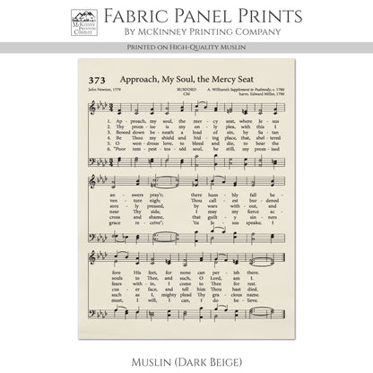 Approach, My Soul, The Mercy Seat - Religious Fabric, Christian, Hymn Wall Art, Vintage Sheet Music, Quilting, Quilt, Sewing, Cotton, Canvas