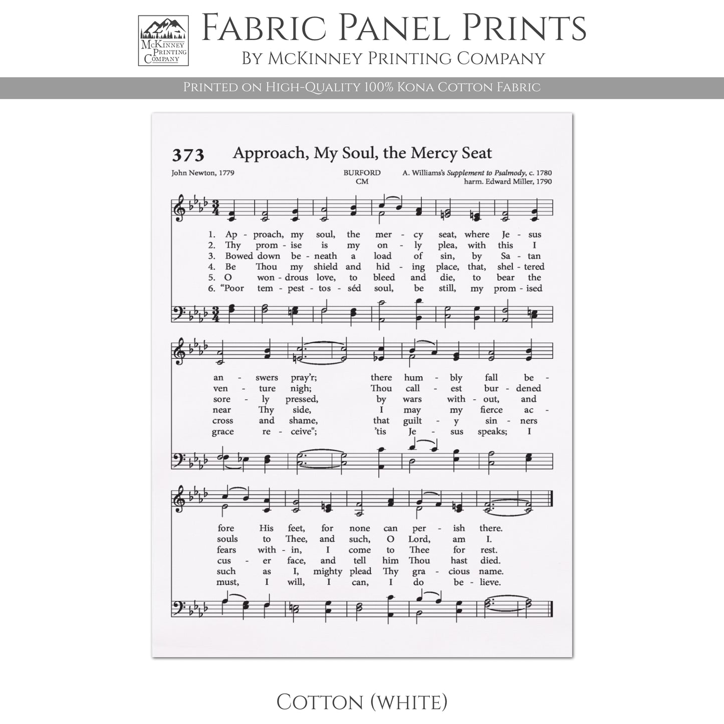 Approach, My Soul, The Mercy Seat - Religious Fabric, Christian, Hymn Wall Art, Vintage Sheet Music, Quilting, Quilt, Sewing, Cotton, Canvas