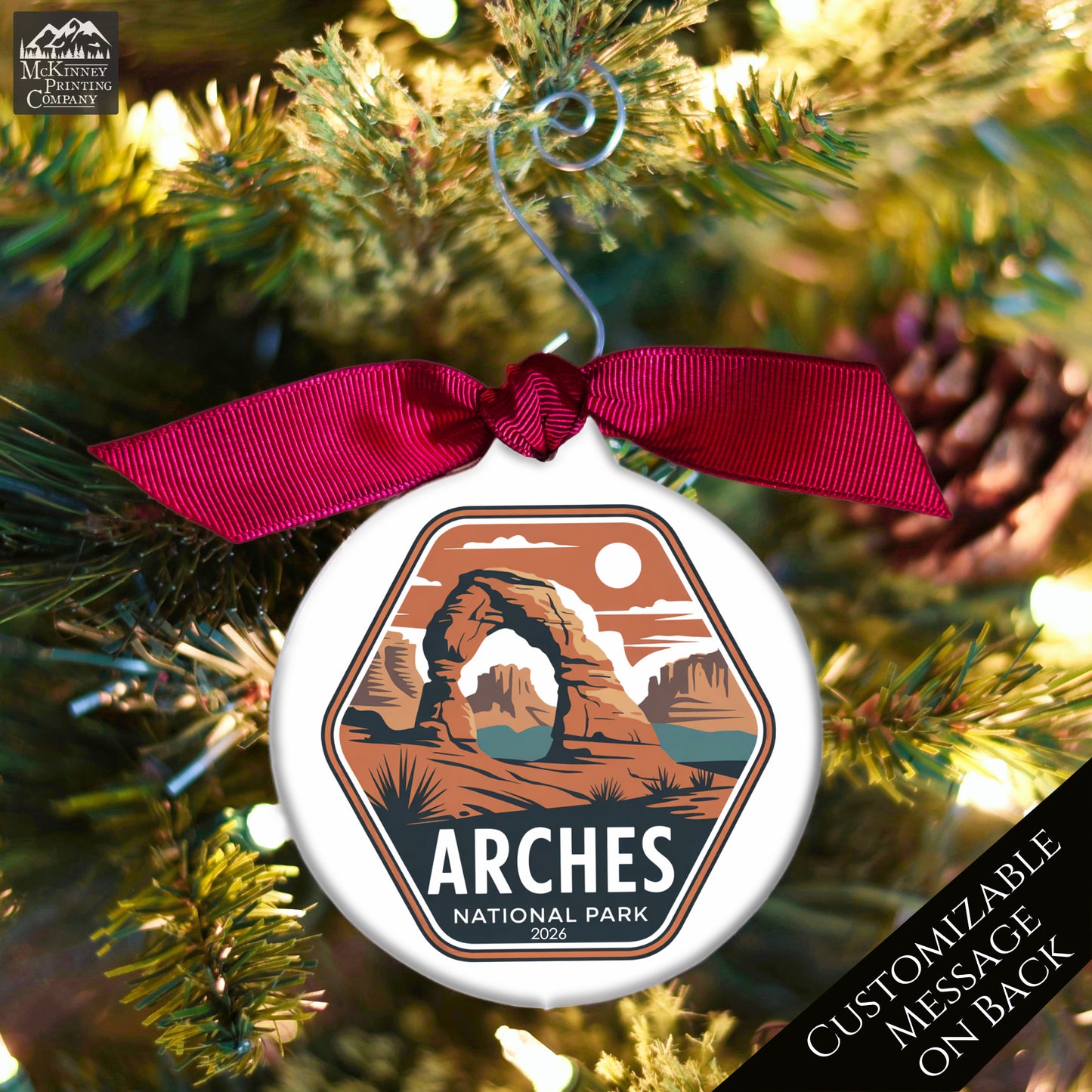 Arches National Park - National Park Ornament, Utah, Personalized, Camping, Hiking, Souvenir, Vacation, Christmas Gift
