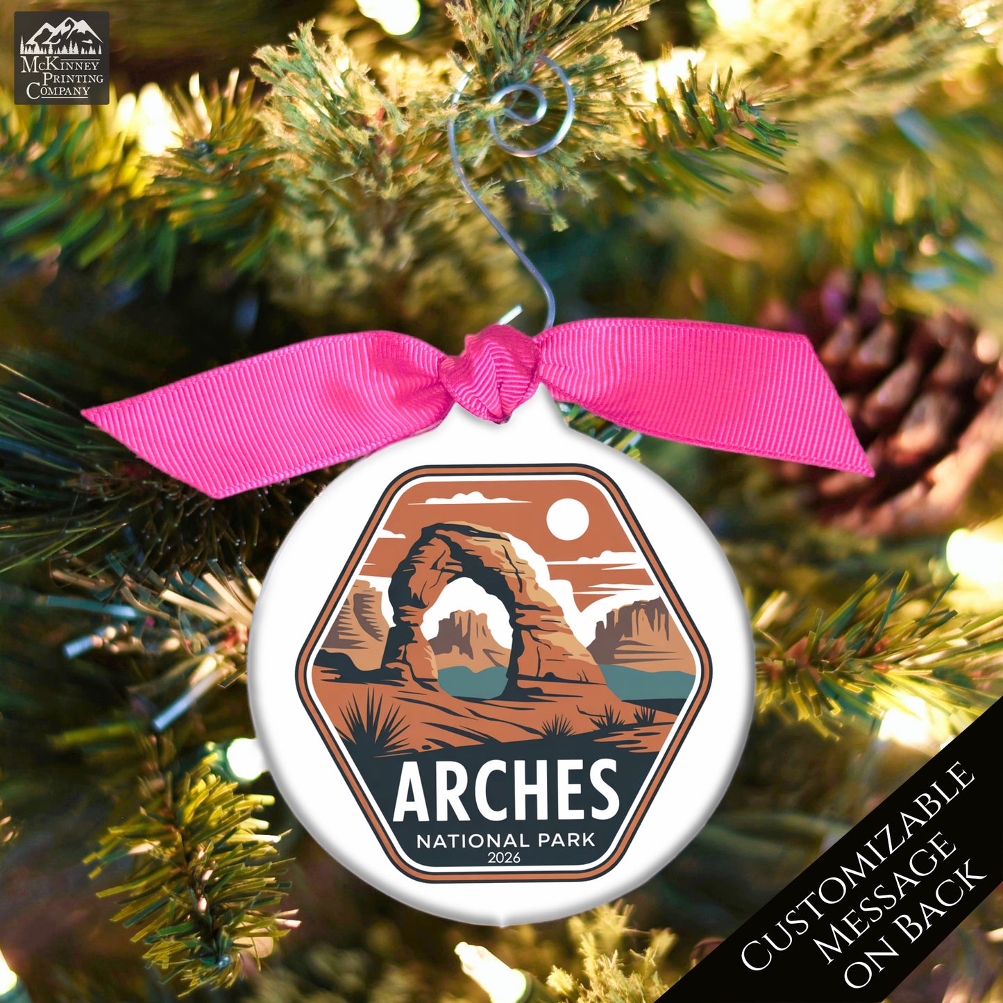 Arches National Park - National Park Ornament, Utah, Personalized, Camping, Hiking, Souvenir, Vacation, Christmas Gift