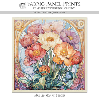 Art Nouveau Fabric - French Country Fabric, Panel, Shabby Chic Fabric, Décor, Quilt Block, Wall Art, Cotton, Quilting