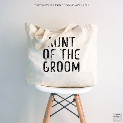 Aunt of the Groom, Canvas Tote Bag, Fabric Shoulder Bag, Wedding Gift, Large
