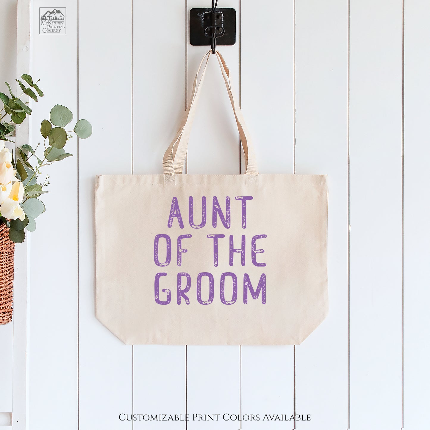 Aunt of the Groom, Canvas Tote Bag, Fabric Shoulder Bag, Wedding Gift, Large