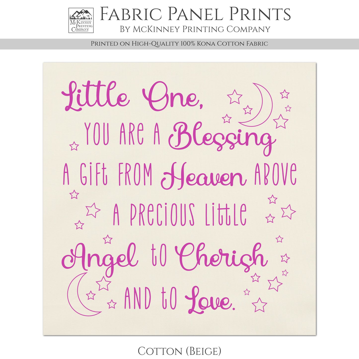 Baby Fabric Panels - Poem, Nursery Rhyme, Wall Art, Decor, Cotton, Quilt Block, Baby Blanket, Infant, Sewing, Quilting