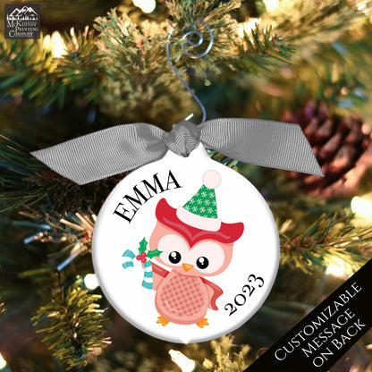 Baby First Christmas Ornament - Owl, Personalized, Gender Neutral