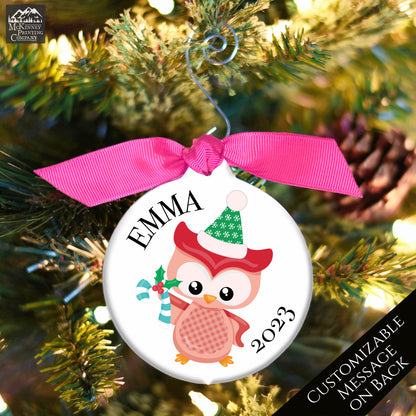 Baby First Christmas Ornament - Owl, Personalized, Gender Neutral