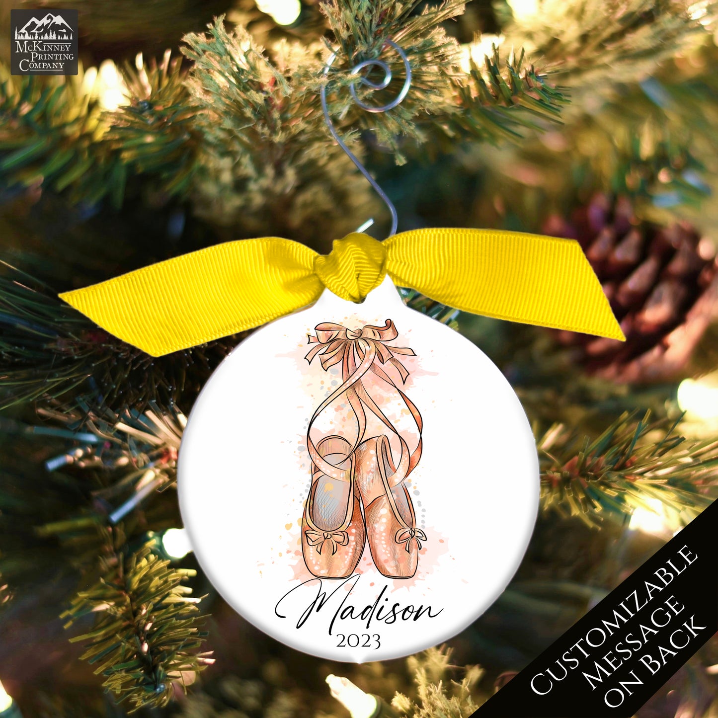 Ballerina Ornament - Christmas Gift - Custom Name, Date & Message