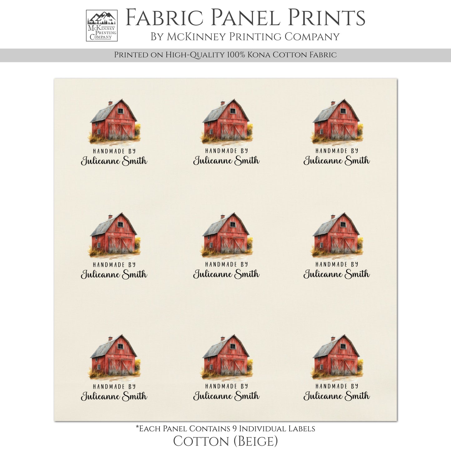 Quilt Labels - Rustic, Red Barn, Farm, Handmade, Fabric Tags, Personalized, Custom, Quilting, Crafting and Sewing Tags