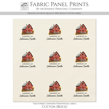 Quilt Labels - Rustic, Red Barn, Farm, Handmade, Fabric Tags, Personalized, Custom, Quilting, Crafting and Sewing Tags