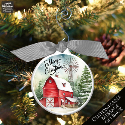 Old Barn Painting - Christmas Ornament, Christmas Gift, Farm, Windmill
