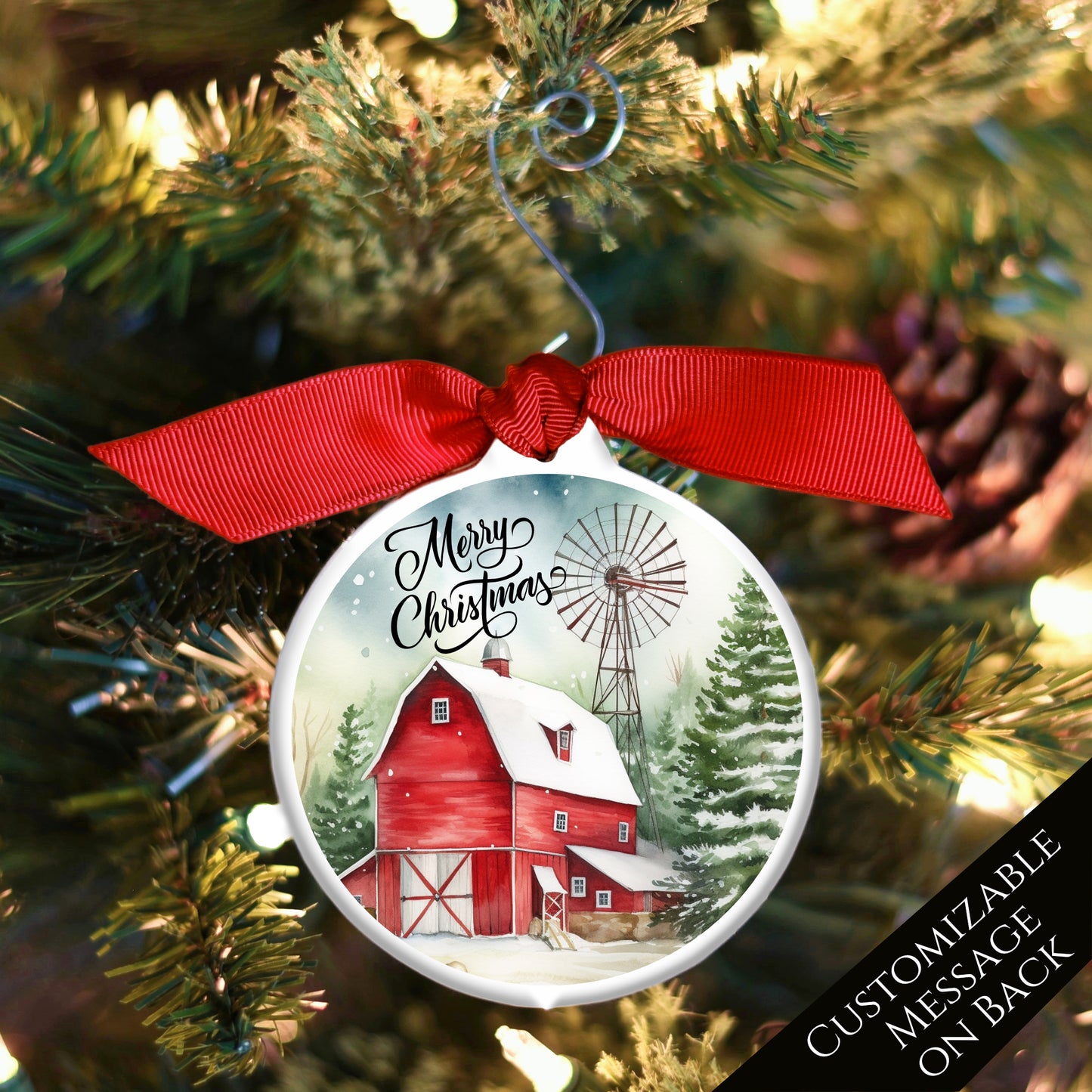 Old Barn Painting - Christmas Ornament, Christmas Gift, Farm, Windmill