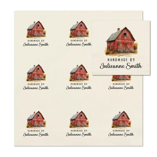 Quilt Labels - Rustic, Red Barn, Farm, Handmade, Fabric Tags, Personalized, Custom, Quilting, Crafting and Sewing Tags