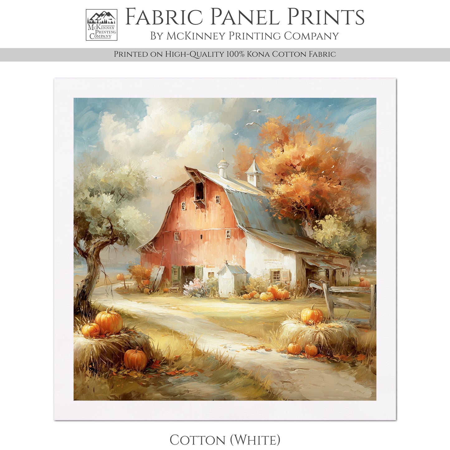 Barn Quilt - Fall Fabric Panel, Autumn, Country, Farm, Farmhouse, Sewing, Block Print, Cotton, Quilting, Craft