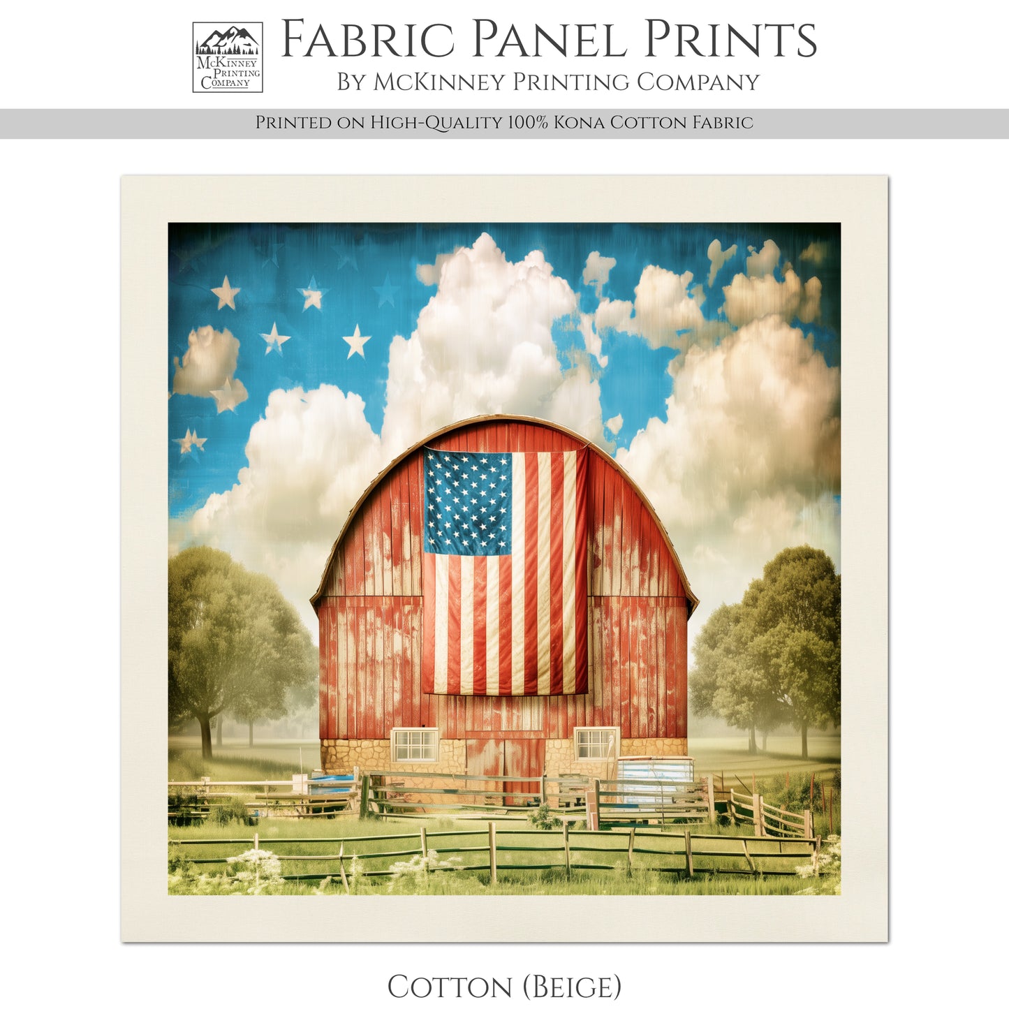 Barn Quilt - Patriotic, Red, Farm, Americana, American Flag, Décor, Wall Art, Country, Farmhouse, Block Print, Cotton, Quilting, Sewing
