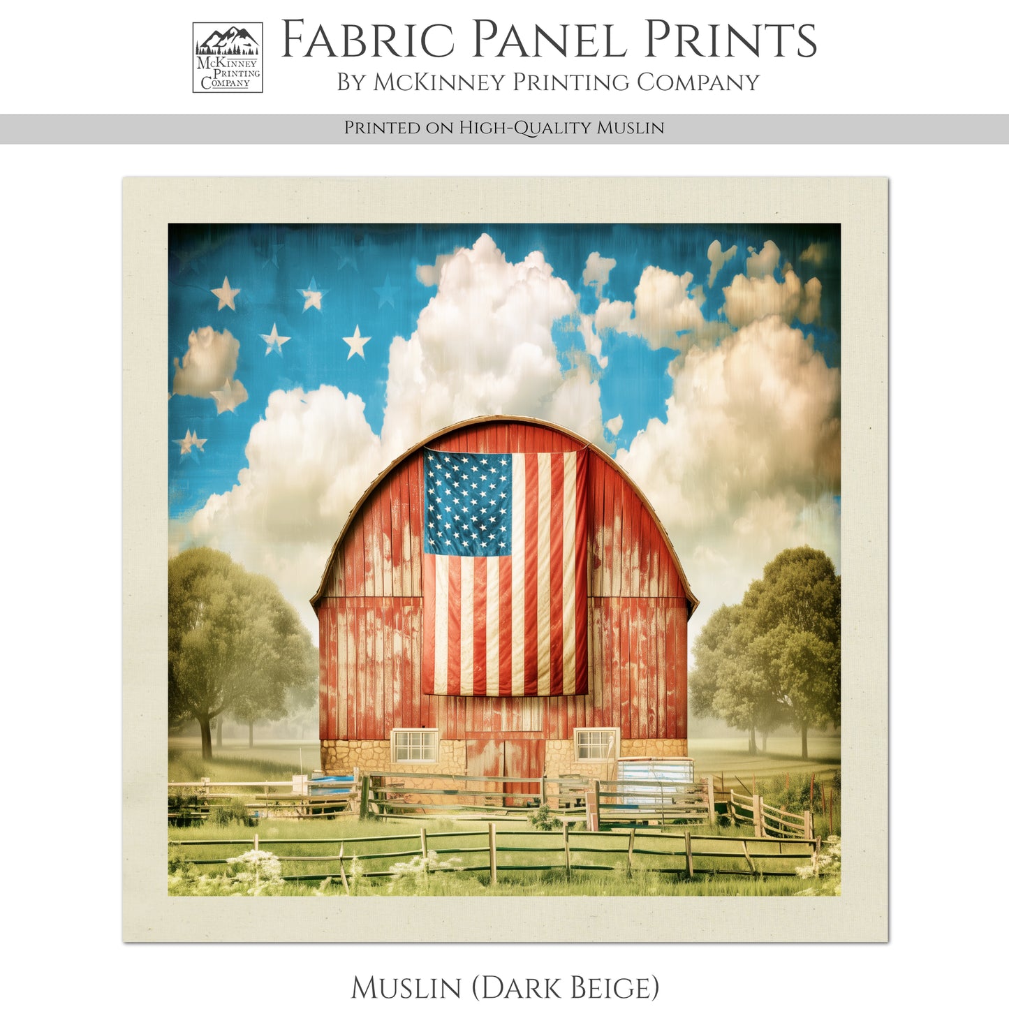 Barn Quilt - Patriotic, Red, Farm, Americana, American Flag, Décor, Wall Art, Country, Farmhouse, Block Print, Cotton, Quilting, Sewing