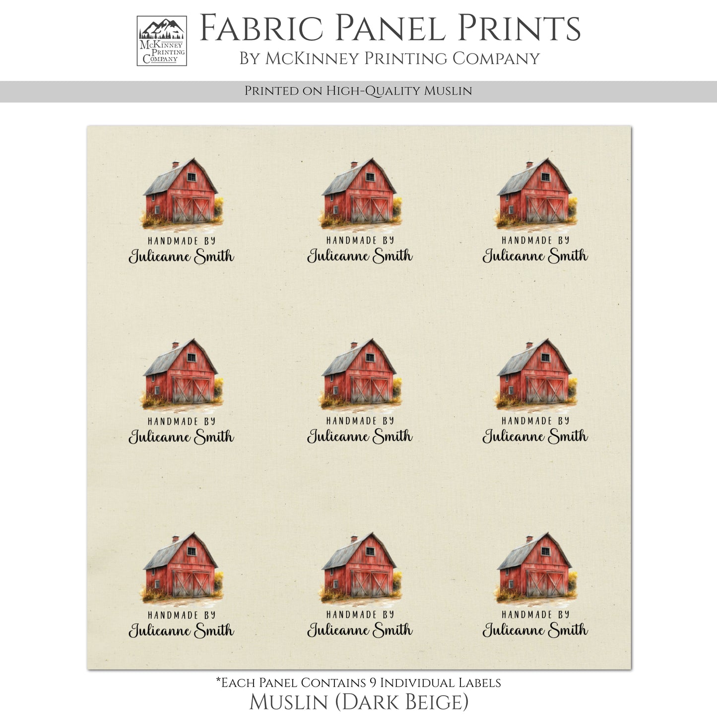 Quilt Labels - Rustic, Red Barn, Farm, Handmade, Fabric Tags, Personalized, Custom, Quilting, Crafting and Sewing Tags