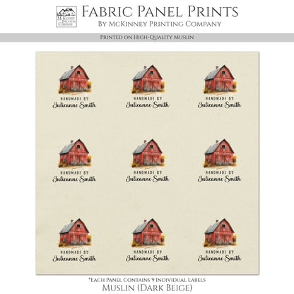 Quilt Labels - Rustic, Red Barn, Farm, Handmade, Fabric Tags, Personalized, Custom, Quilting, Crafting and Sewing Tags