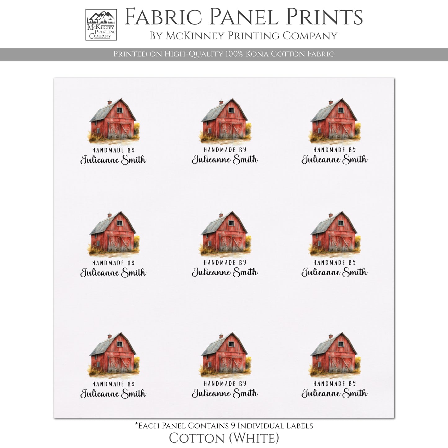 Quilt Labels - Rustic, Red Barn, Farm, Handmade, Fabric Tags, Personalized, Custom, Quilting, Crafting and Sewing Tags