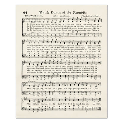 Battle Hymn of the Republic - Patriotic Fabric, Americana Fabric, Quilts of Valor, Vintage Sheet Music, Block Print, Veteran, Quilting