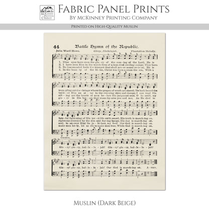 Battle Hymn of the Republic - Patriotic Fabric, Americana Fabric, Quilts of Valor, Vintage Sheet Music, Block Print, Veteran, Quilting