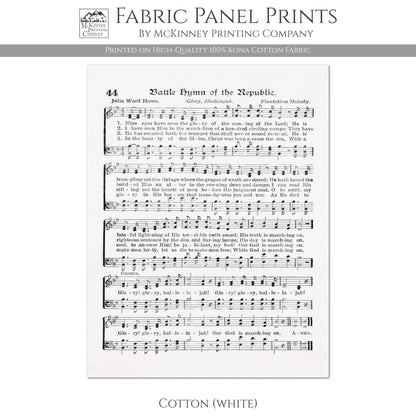 Battle Hymn of the Republic - Patriotic Fabric, Americana Fabric, Quilts of Valor, Vintage Sheet Music, Block Print, Veteran, Quilting