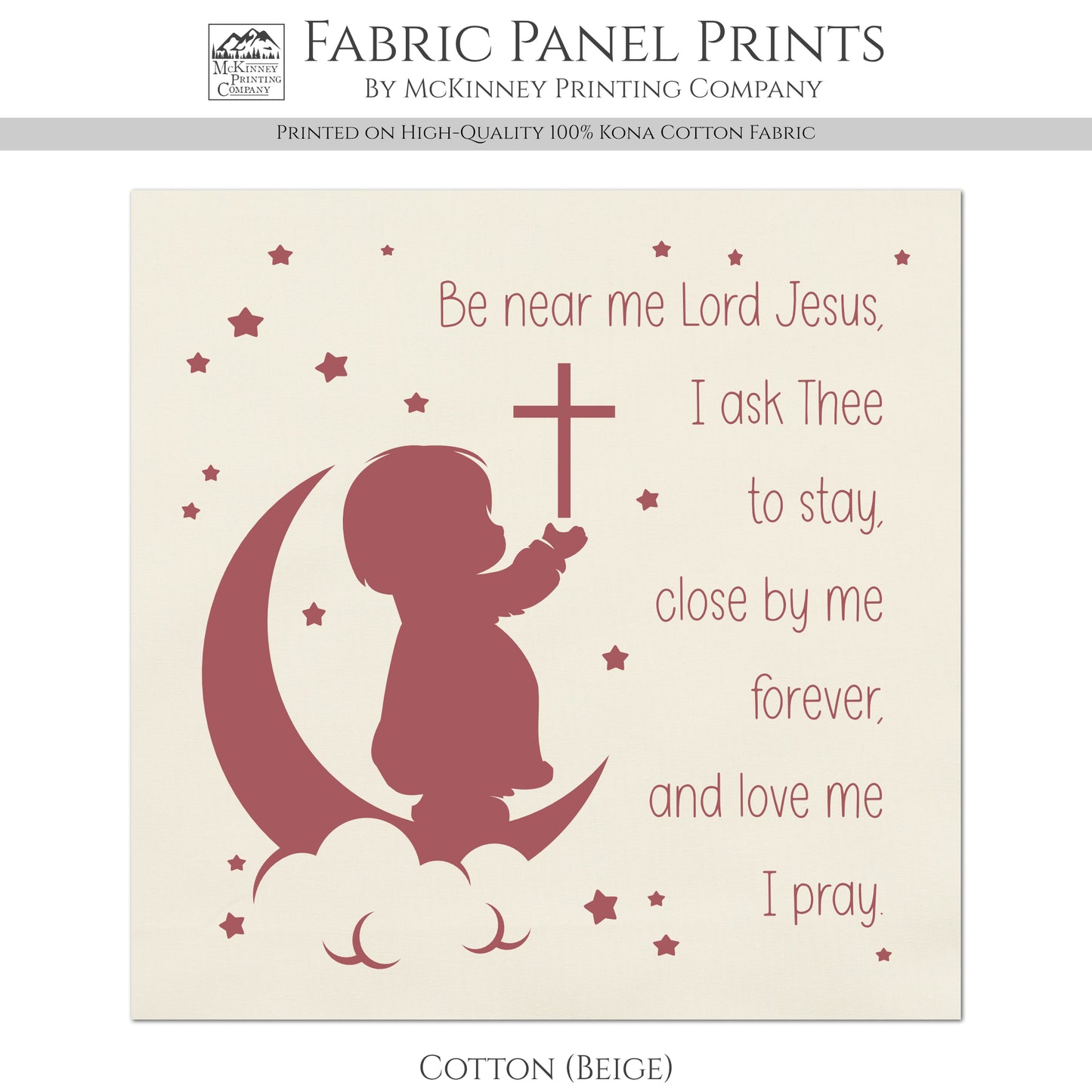 Be Near Me Lord Jesus - Baby Fabric Panels, Wall Art, Decor, Cotton, Quilt Block, Christian, Baby Blanket, Infant, Sewing, Quilting