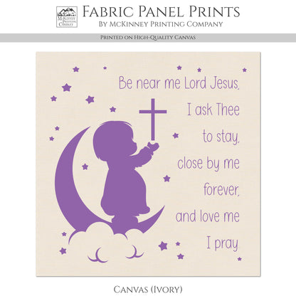 Be Near Me Lord Jesus - Baby Fabric Panels, Wall Art, Decor, Cotton, Quilt Block, Christian, Baby Blanket, Infant, Sewing, Quilting