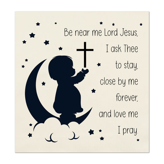Be Near Me Lord Jesus - Baby Fabric Panels, Wall Art, Decor, Cotton, Quilt Block, Christian, Baby Blanket, Infant, Sewing, Quilting