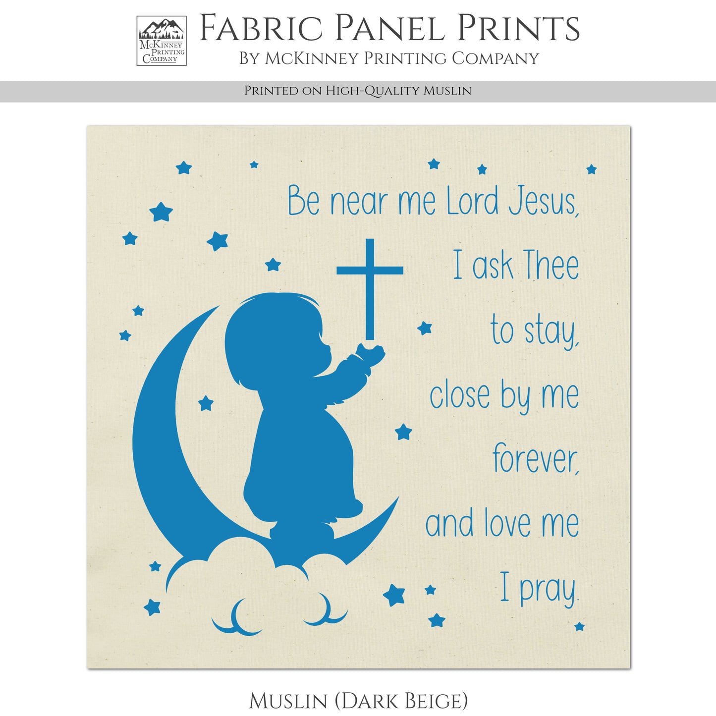 Be Near Me Lord Jesus - Baby Fabric Panels, Wall Art, Decor, Cotton, Quilt Block, Christian, Baby Blanket, Infant, Sewing, Quilting