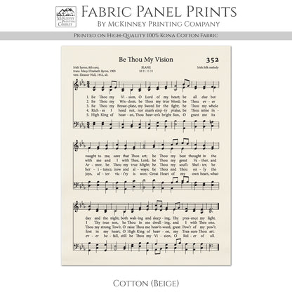 Be Thou My Vision - Religious Fabric, Christian, Hymn Wall Art, Vintage Sheet Music, Quilting, Quilt, Cotton, Sewing, Cotton