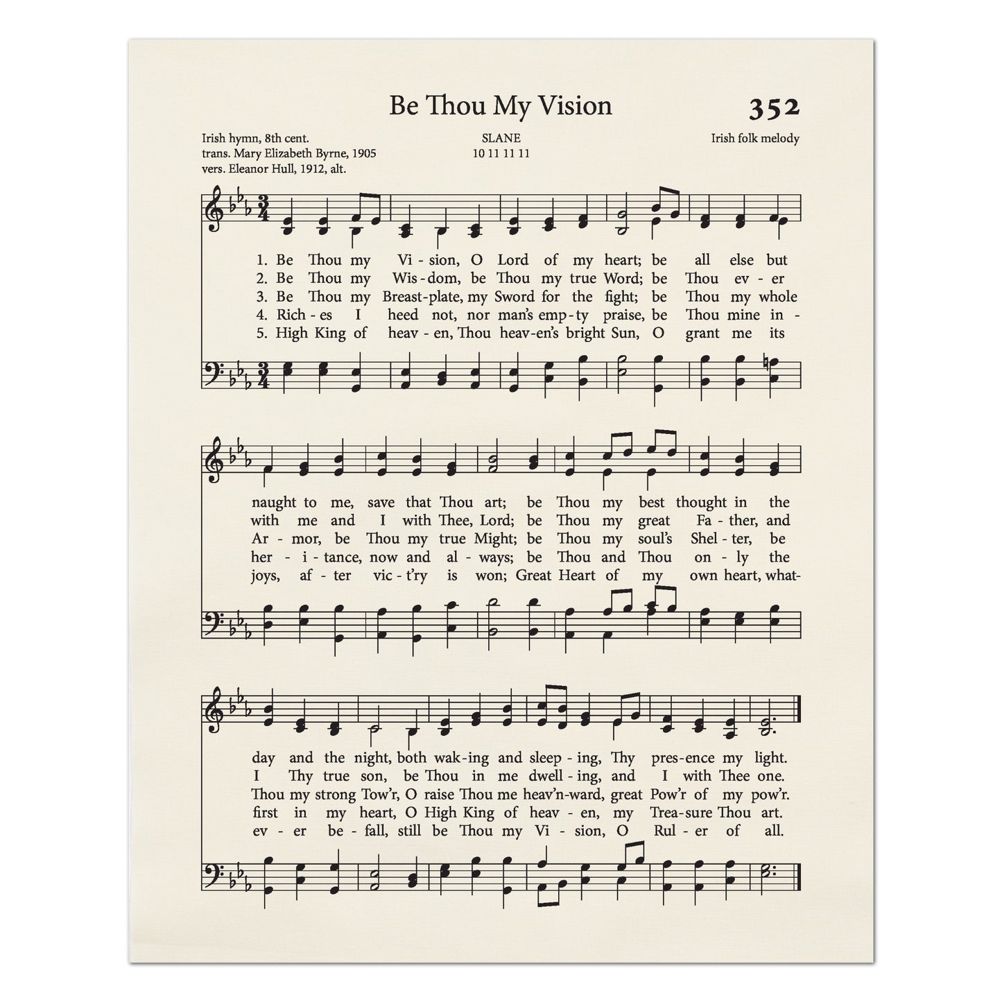 Be Thou My Vision - Religious Fabric, Christian, Hymn Wall Art, Vintage Sheet Music, Quilting, Quilt, Cotton, Sewing, Cotton