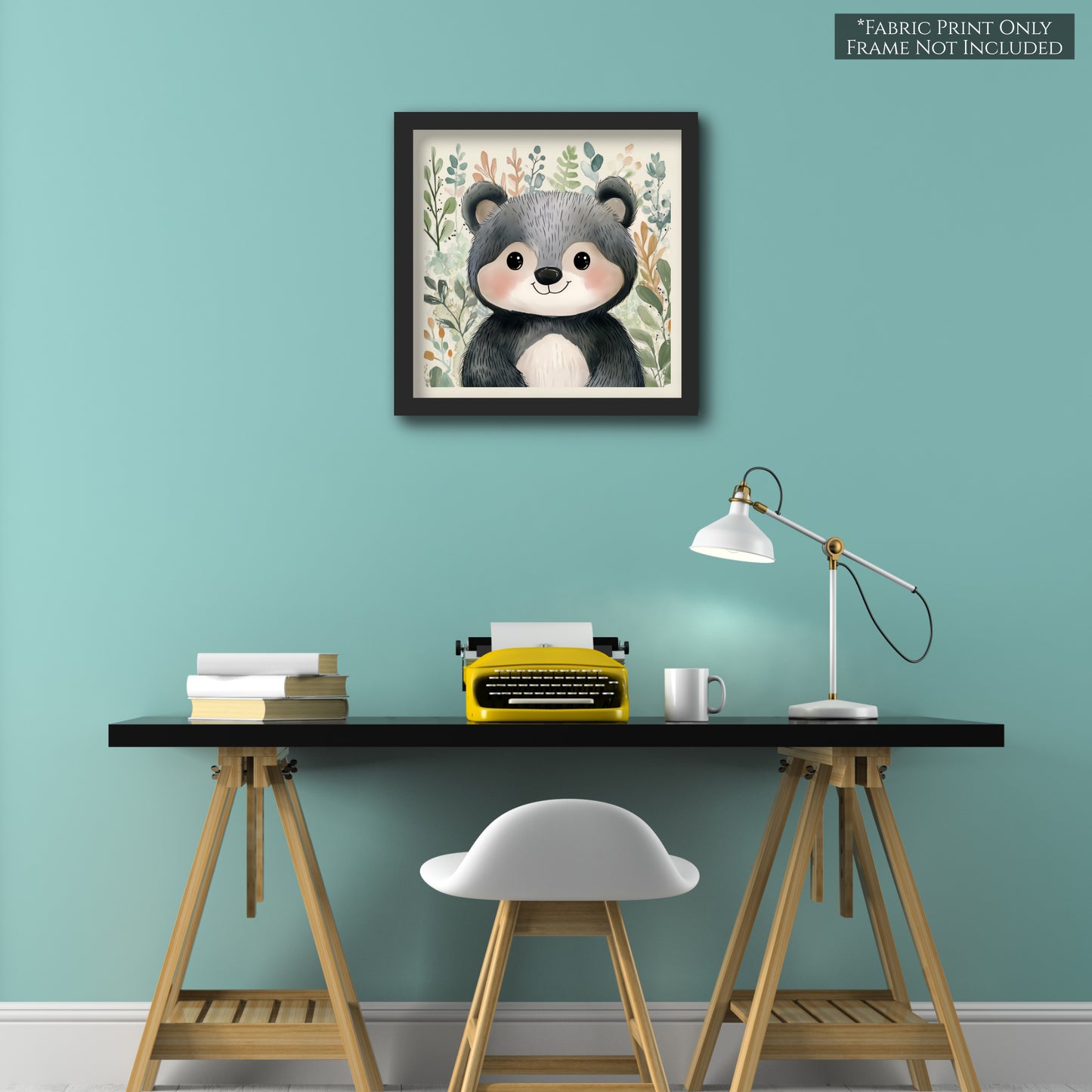 Woodland Animal Fabric - Bear Fabric, Baby Fabric Panels, Forest, Nursery Décor, Quilt Block, Wall Art, Cotton, Quilting