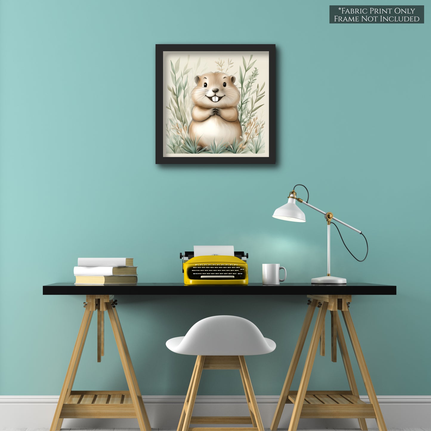 Beaver - Woodland Animal Fabric, Baby Fabric Panels, Forest, Nursery Décor, Quilt Block, Wall Art, Cotton, Quilting