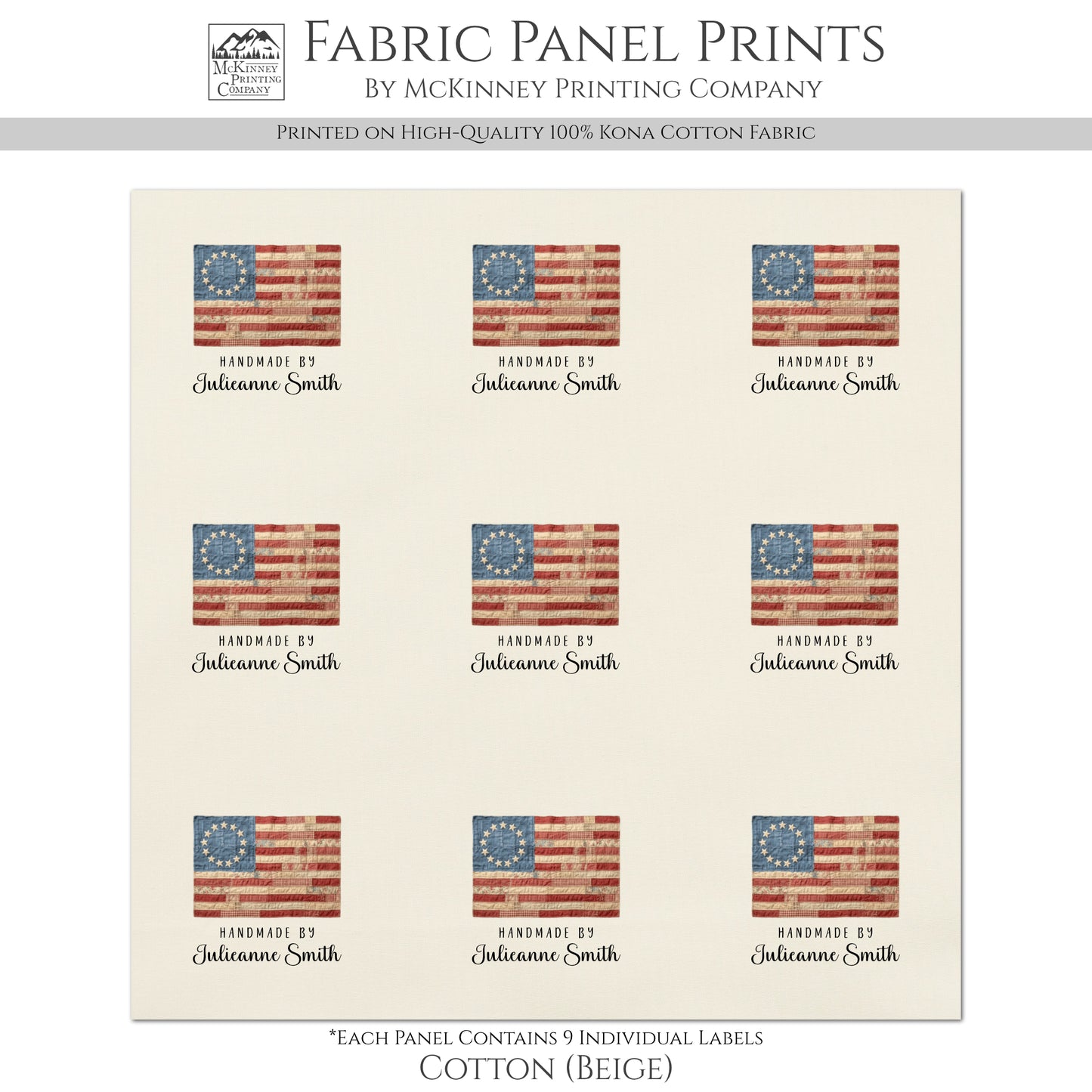 Quilt Labels - Betsy Ross Flag, Quilts of Valor, Patriotic, American Flag, Sewing, Handmade, Personalized, Custom, Quilting, Tag