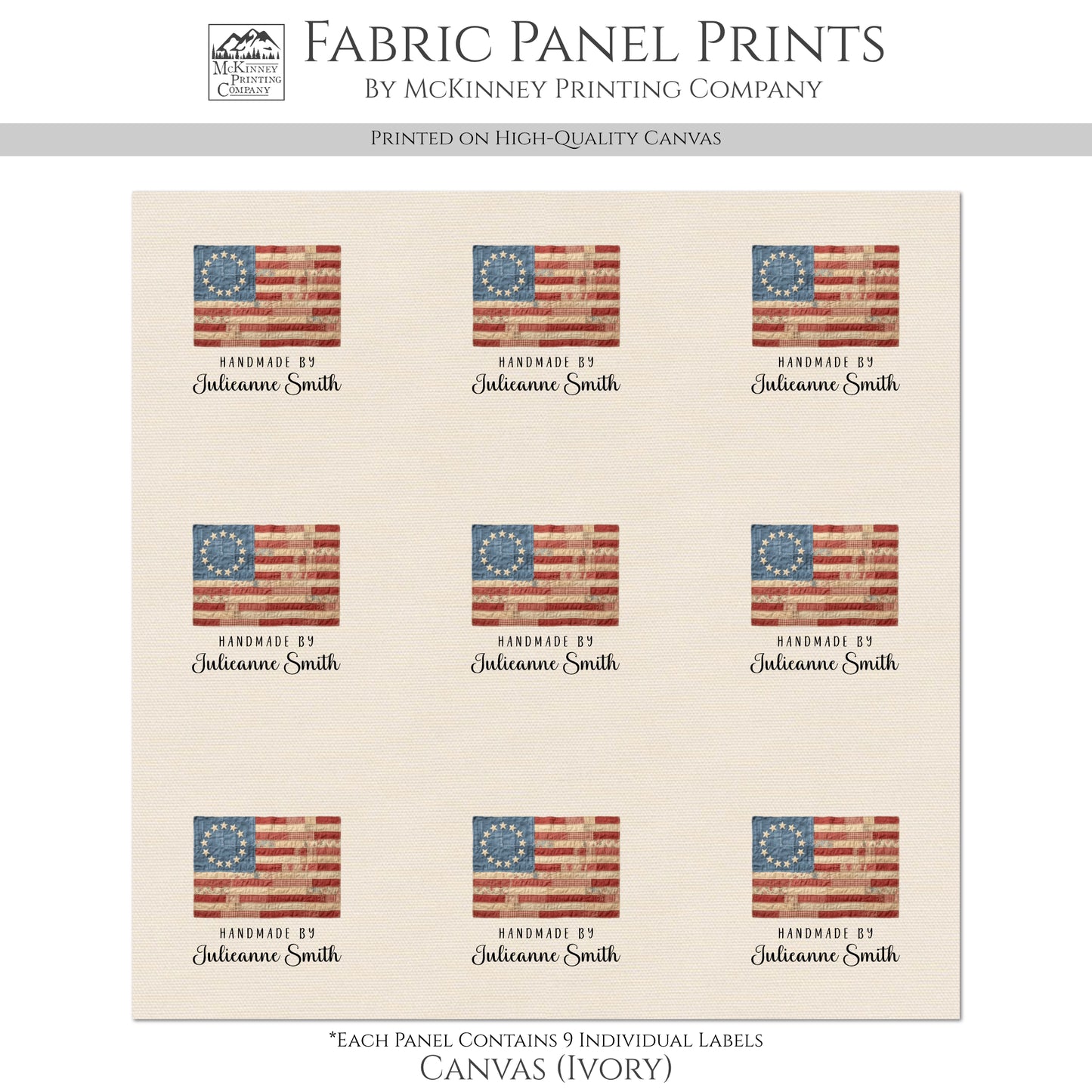 Quilt Labels - Betsy Ross Flag, Quilts of Valor, Patriotic, American Flag, Sewing, Handmade, Personalized, Custom, Quilting, Tag