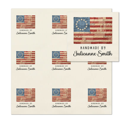 Quilt Labels - Betsy Ross Flag, Quilts of Valor, Patriotic, American Flag, Sewing, Handmade, Personalized, Custom, Quilting, Tag