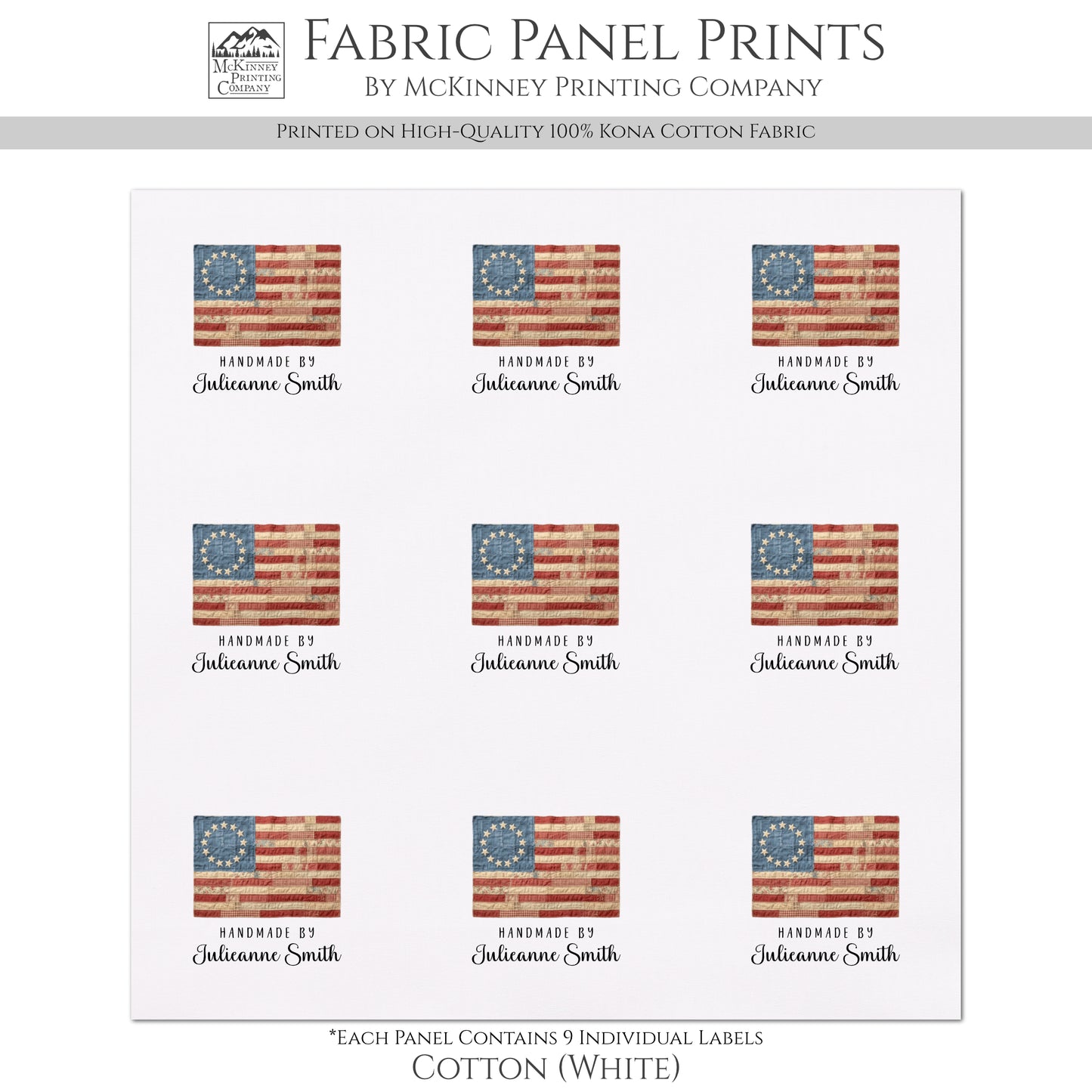 Quilt Labels - Betsy Ross Flag, Quilts of Valor, Patriotic, American Flag, Sewing, Handmade, Personalized, Custom, Quilting, Tag